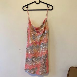Selfie Leslie/Pink & Silver Sparkly Dress/Small
